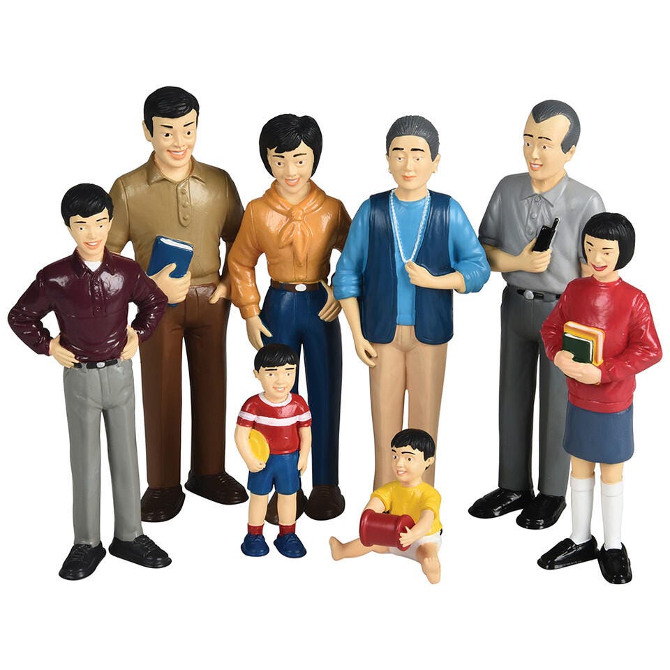 DOLLS PRETEND PLAY FAMILIES ASIAN SET OF 8
