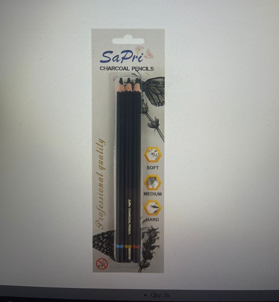 SAPRI CHARCOAL PENCILS 1X3 BRISTER PACK