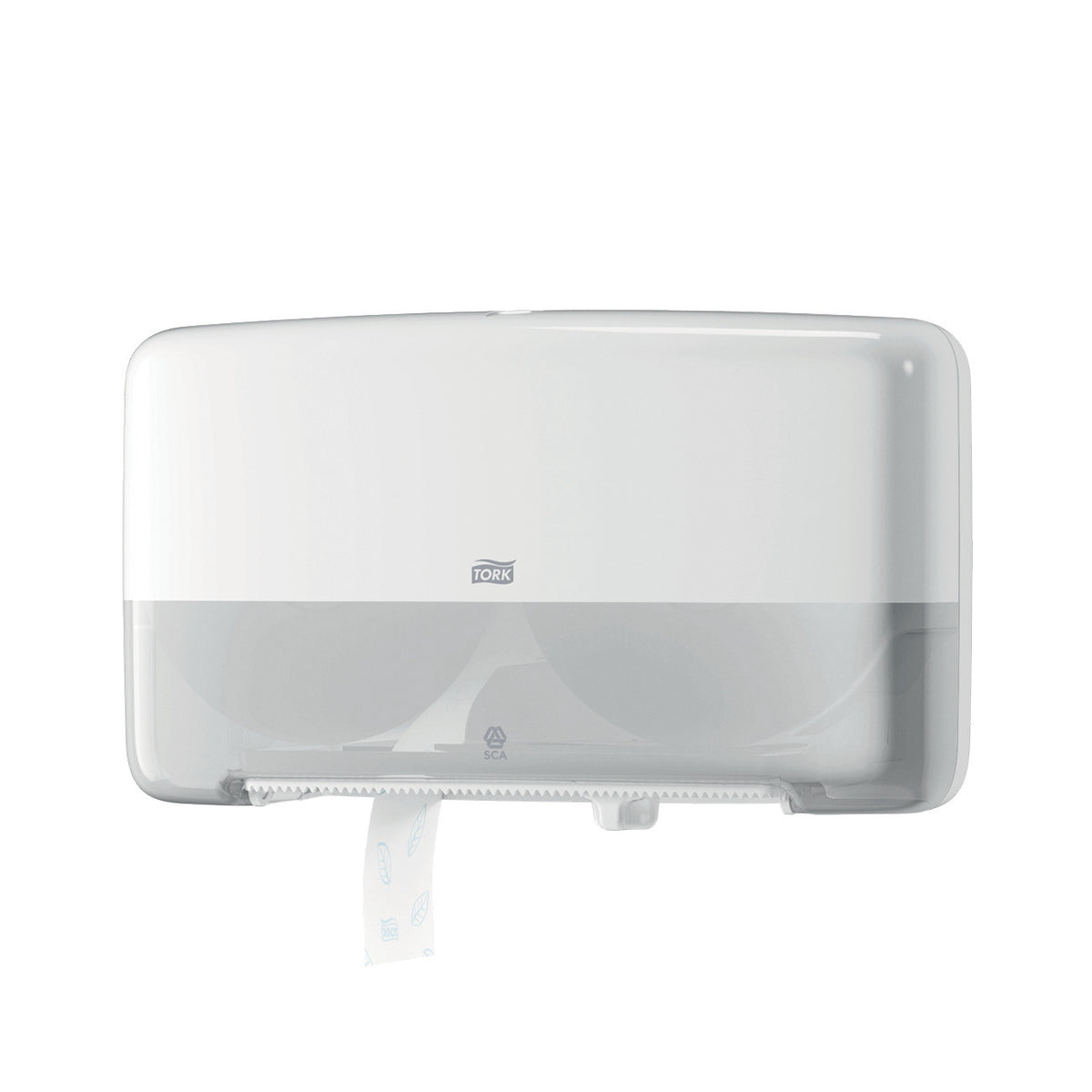 White Compact Double Toilet Roll Dispenser
