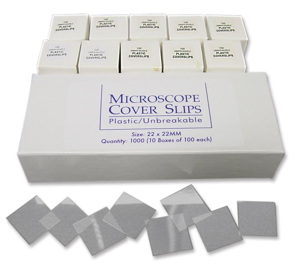 COVER SLIP PLASTIC 22X22MM PACK OF 1000