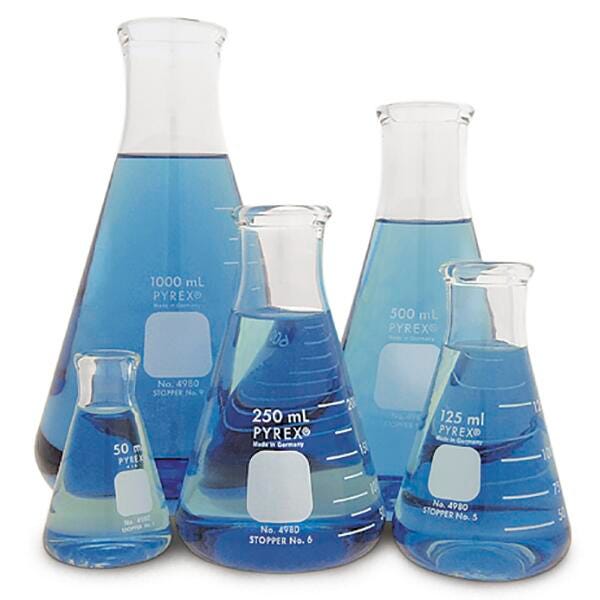 FLASK - PYREX ERLENMEYER - ASSORTED SET OF 5
