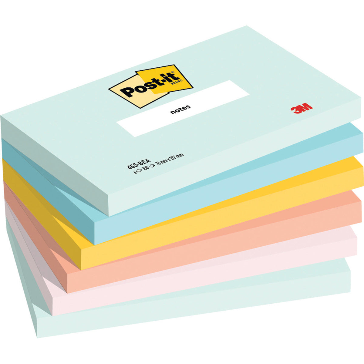 Post-It Col Beachside 76X127Mm Pk6