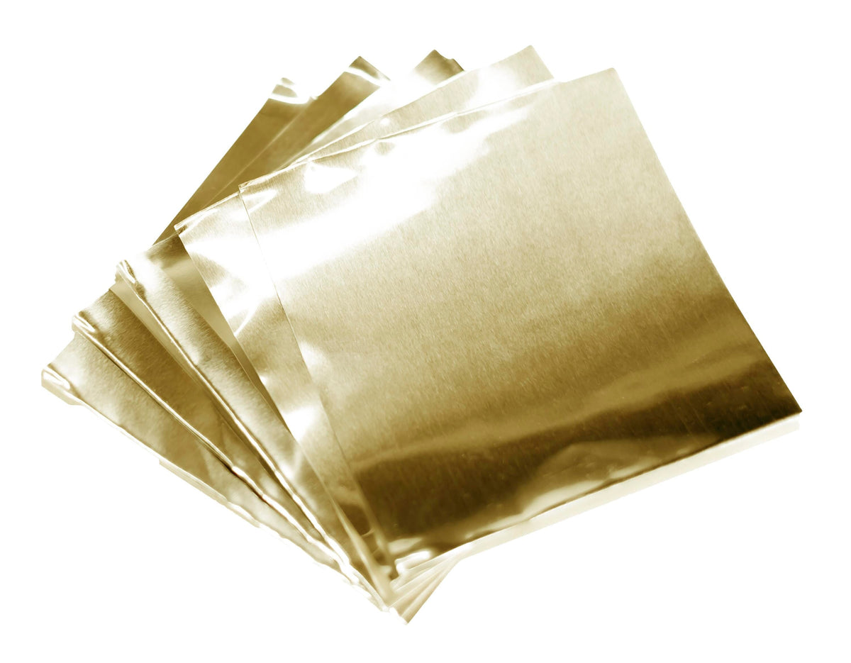 FOIL DECOR PRECUT 5 X 5 IN 38 GAUGE GOLD PK OF 12