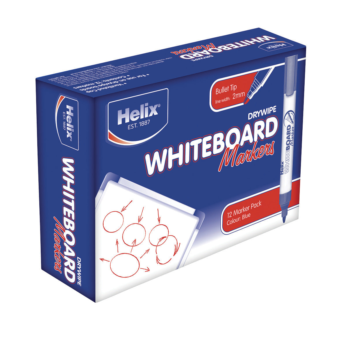 Marker Dry Wipe Bull Nib Blue Pk12