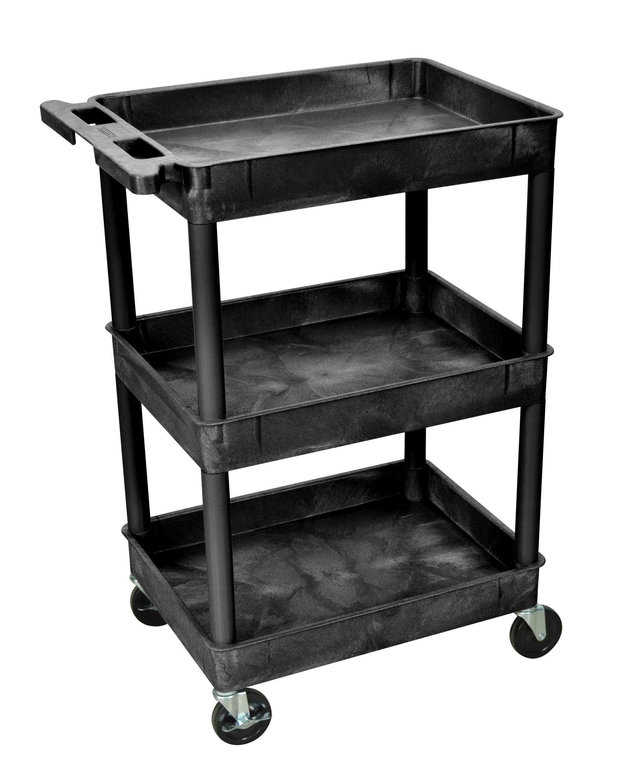 TUB CART 3 SHELVES 24 W X 18 D X 39-1/4 IN H- BLACK