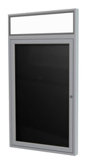 LETTER BOARD - GHENT - INDOOR/OUTDOOR ENCLOSED VINYL LETTER BOARD - ILLUMINATED HEADLINER FRAME - SATIN ALUMINUM - 1 DOOR - 3 H X 2 W FT - BLACK