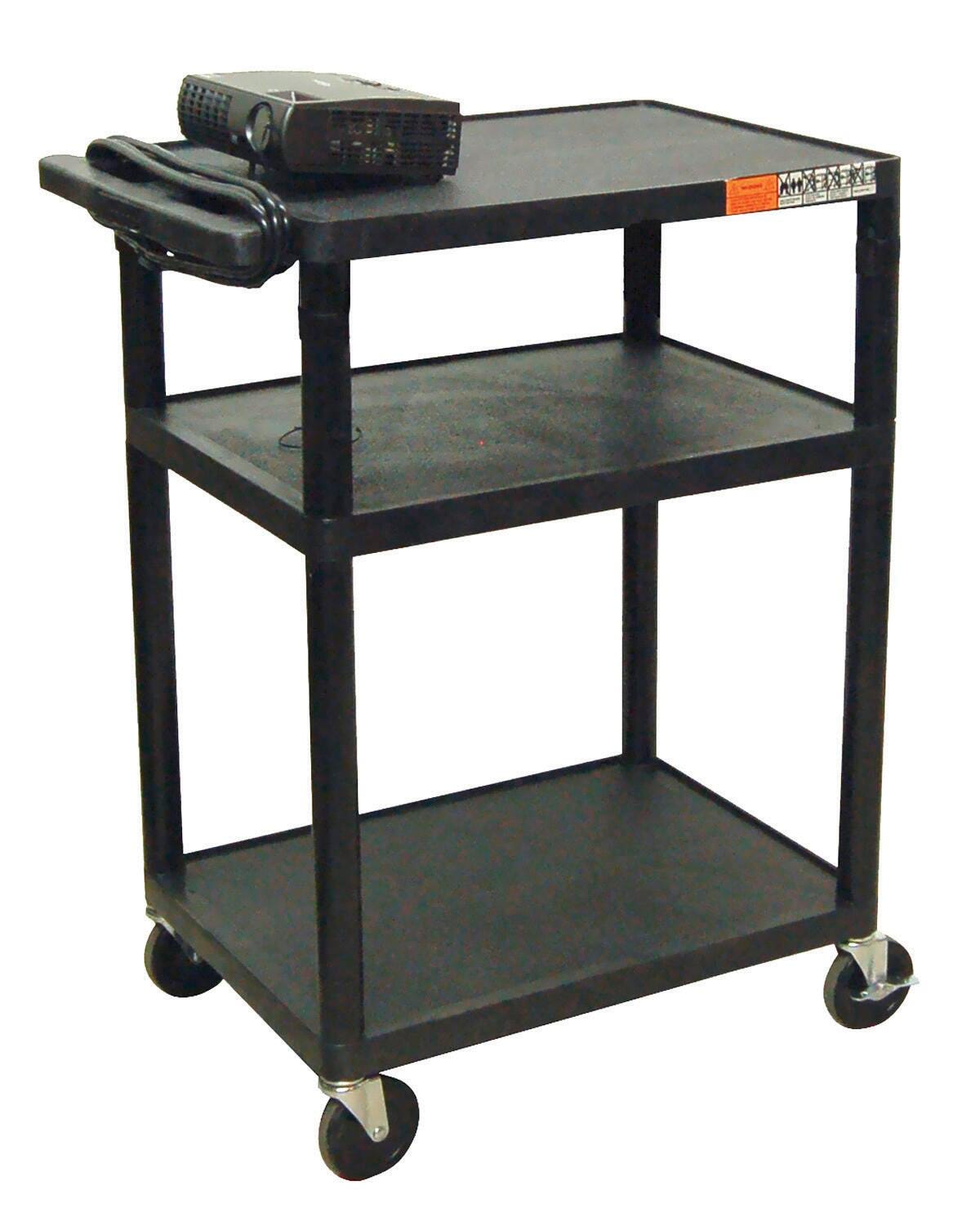 AUDIO VISUAL CART LUXOR LP AV TABLE WITH ELECTRIC 24WX18DX34H BLACK