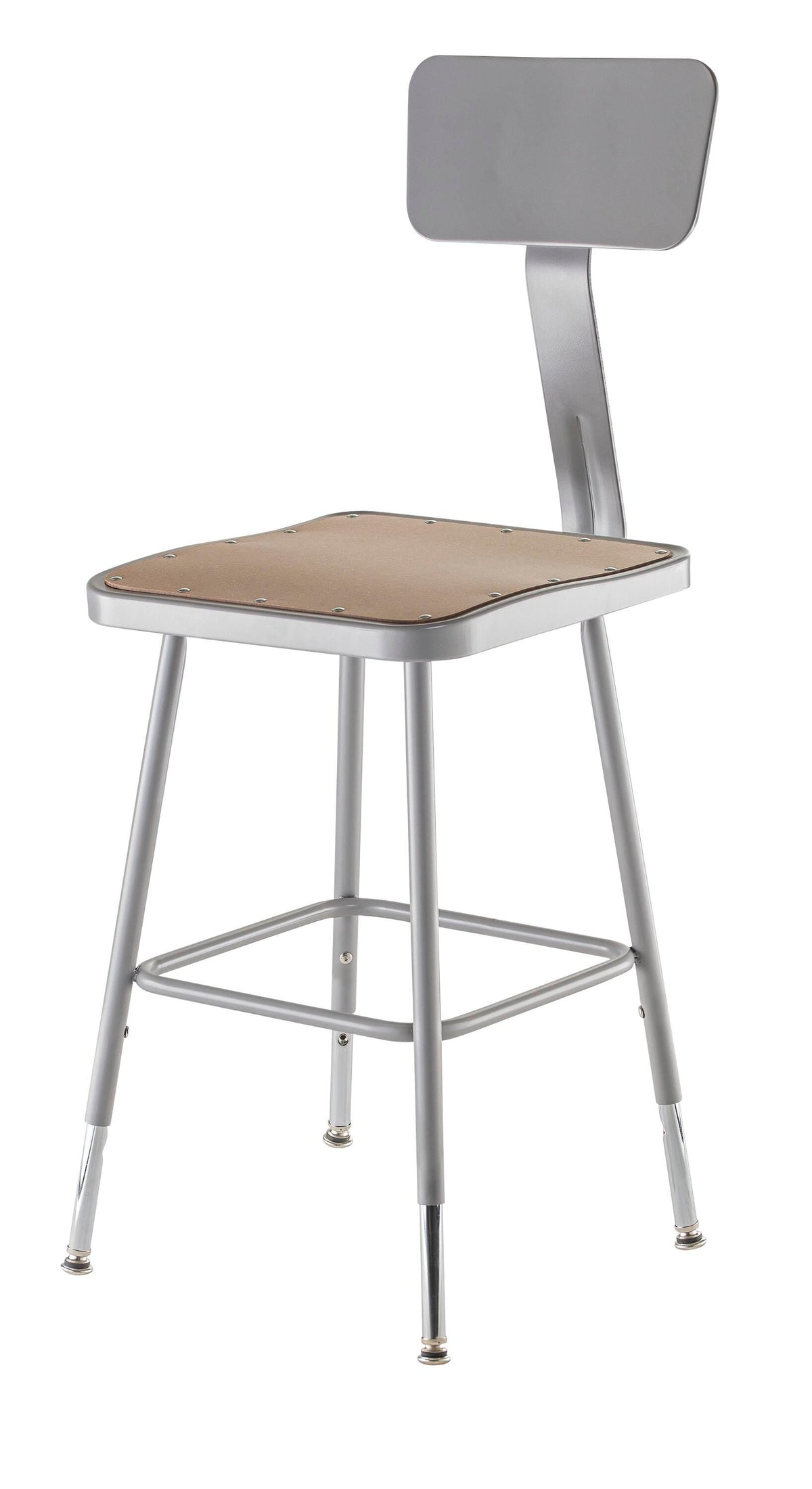STOOL - NATIONAL PUBLIC SEATING SQUARE SEAT WITH BACKREST - 19-27 IN ADJ HEIGHT - GRAY