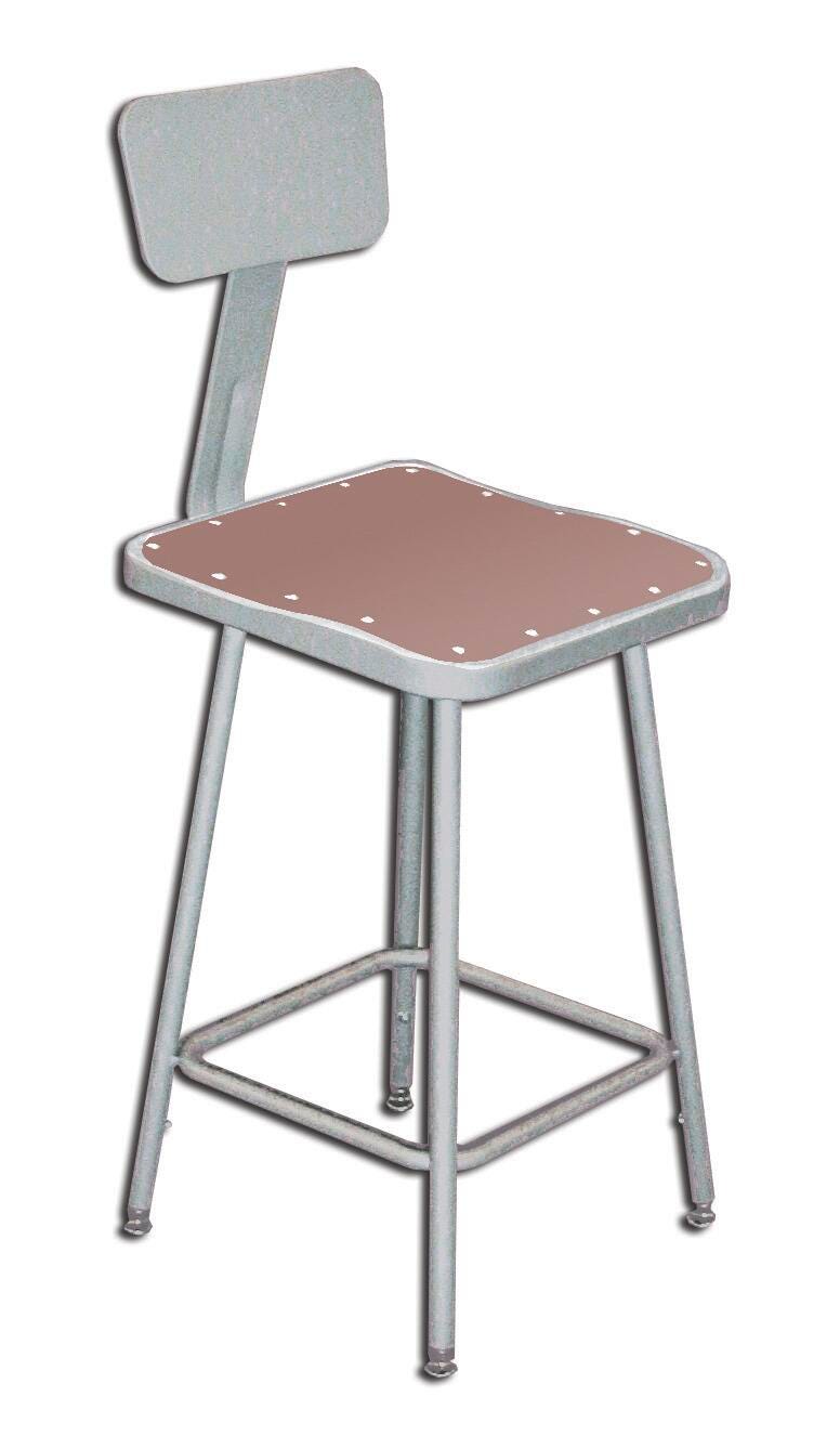 STOOL - NATIONAL PUBLIC SEATING SQUARE SEAT WITH BACKREST - 25-33 IN ADJ HEIGHT - GRAY