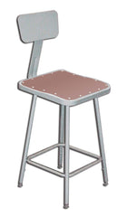 STOOL - NATIONAL PUBLIC SEATING SQUARE SEAT WITH BACKREST - 25-33 IN ADJ HEIGHT - GRAY
