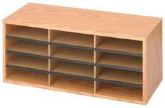 STORAGE ORGANIZER SAFCO WOOD/CORRUGATED LIT ORG 12 COMP MED OAK 29HX12DX12H