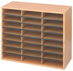 STORAGE ORGANIZER SAFCO WOOD/CORRUGATED LIT ORG 24 COMP MED OAK 29WX12DX23.5H
