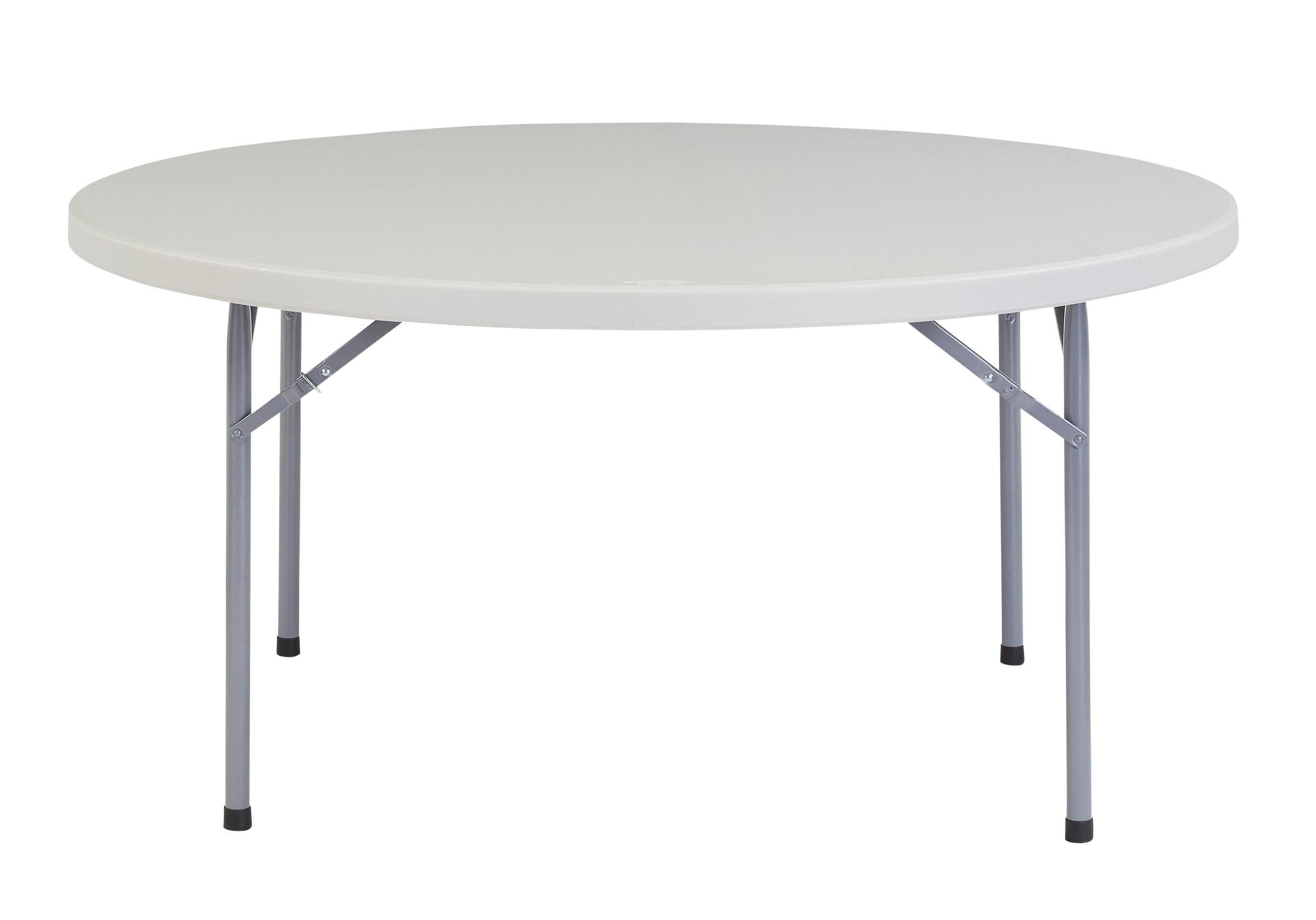 FOLDING TABLE - NPS BTR SERIES - PLASTIC BLOW MOLDED TOP-60 IN ROUND - SPECKLED GREY TOP - GREY HAMMER TONE FRAME
