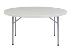 FOLDING TABLE - NPS BTR SERIES - PLASTIC BLOW MOLDED TOP-60 IN ROUND - SPECKLED GREY TOP - GREY HAMMER TONE FRAME
