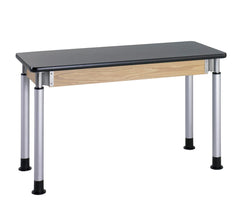 DIVERSIFIED WOODCRAFTS - SCIENCE TABLE - 60 W X 24 D X 27 - 42 H IN - BLACK PHENOLIC RESIN TOP - SILVER FRAME