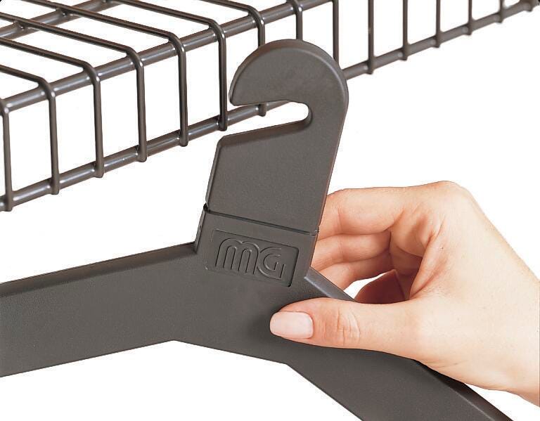 COAT RACK ACCESSORY PLASTIC HANGER SLOTTED PLASTIC HOOK PACK OF 6 CHARCOAL GRAY
