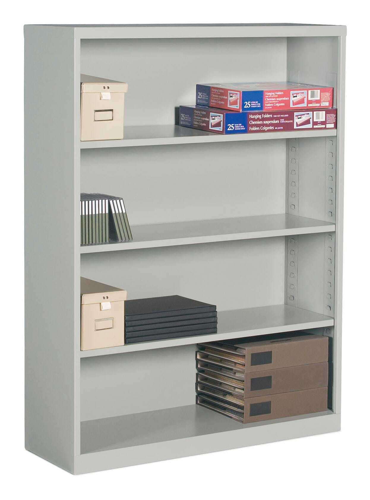 GLOBAL INDUSTRIES - METAL BOOKCASE - 4 SHELVES - 36 X 13 X 53 IN - SPECIFY COLOR
