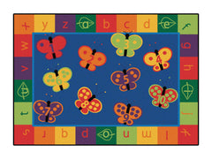 CARPETS FOR KIDS - KIDSOFT 123 ABC BUTTERFLIES - 3 FT 10 IN X 5 FT 5 IN RECTANGLE - PRIMARY