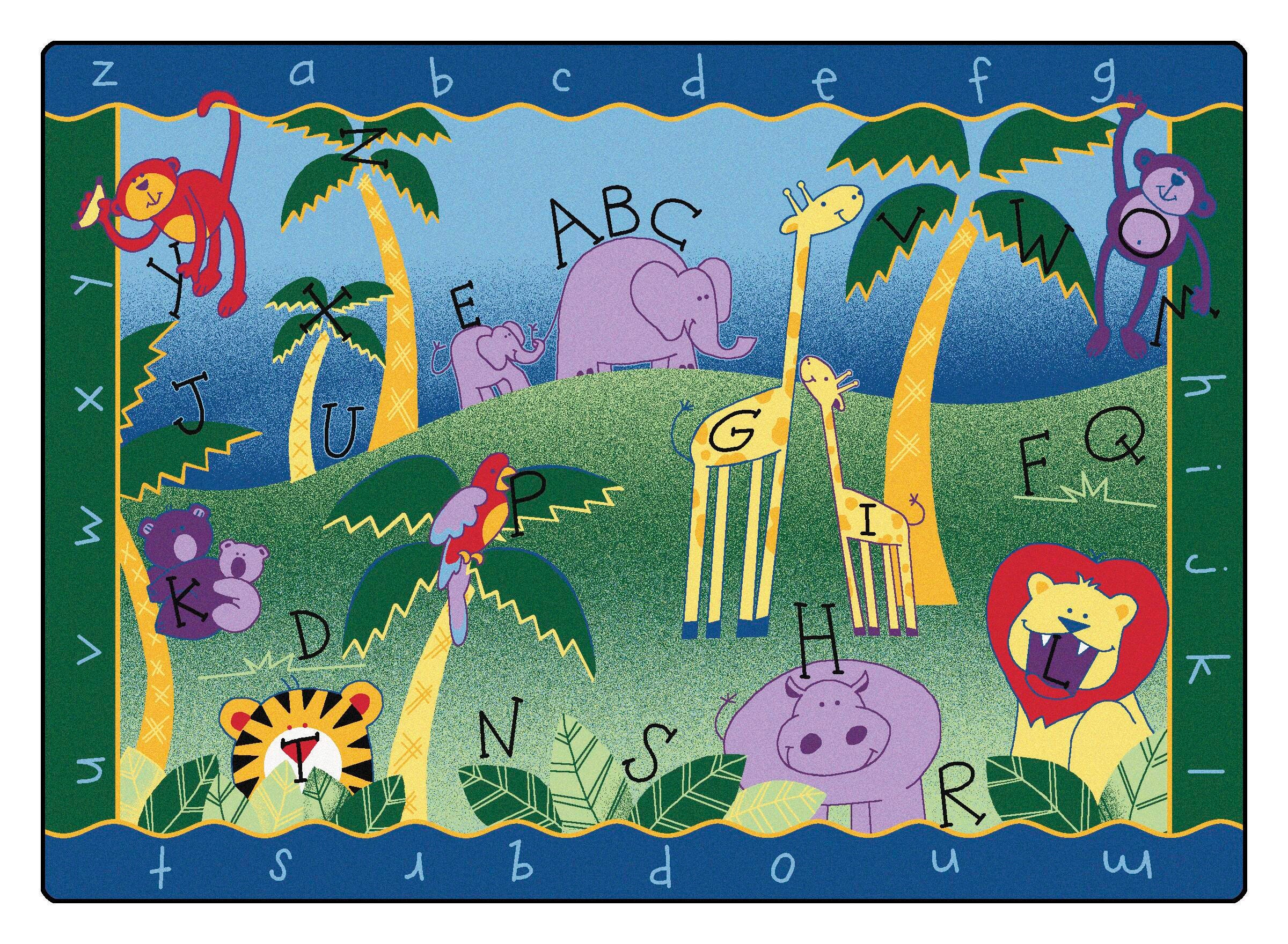 CARPETS FOR KIDS - PREMIUM ALPHABET JUNGLE - 4 FT 5 IN X 5 FT 10 IN RECTANGLE