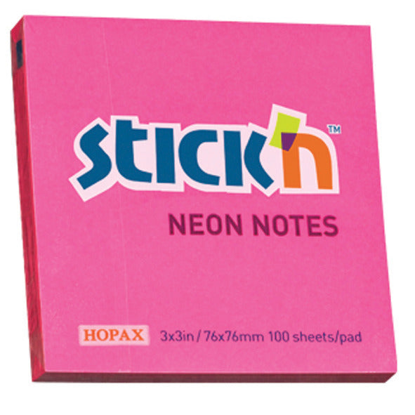 Sticky Note 76X76Mm Neon Pink Pk6