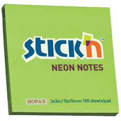Sticky Note 76X76Mm Neon Green Pk6