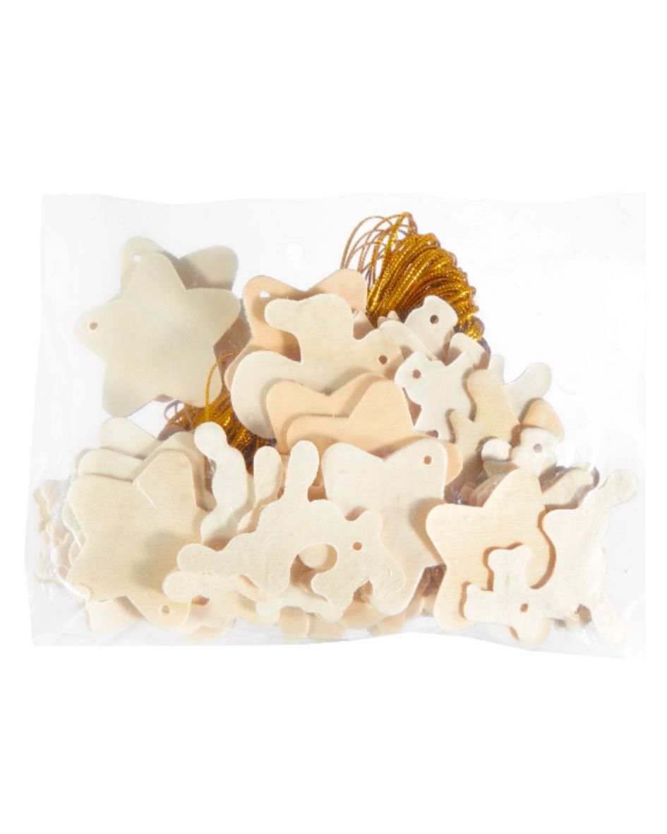SCO WOODEN CHRISTMAS SHAPES ASSORTED 75PCS