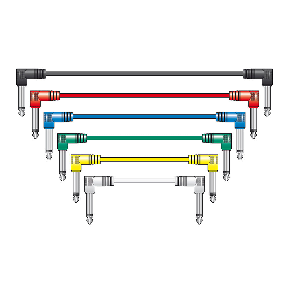 Citronic Classic audio 0.5m patch leads with 6.3mm mono jack plug - set of 6