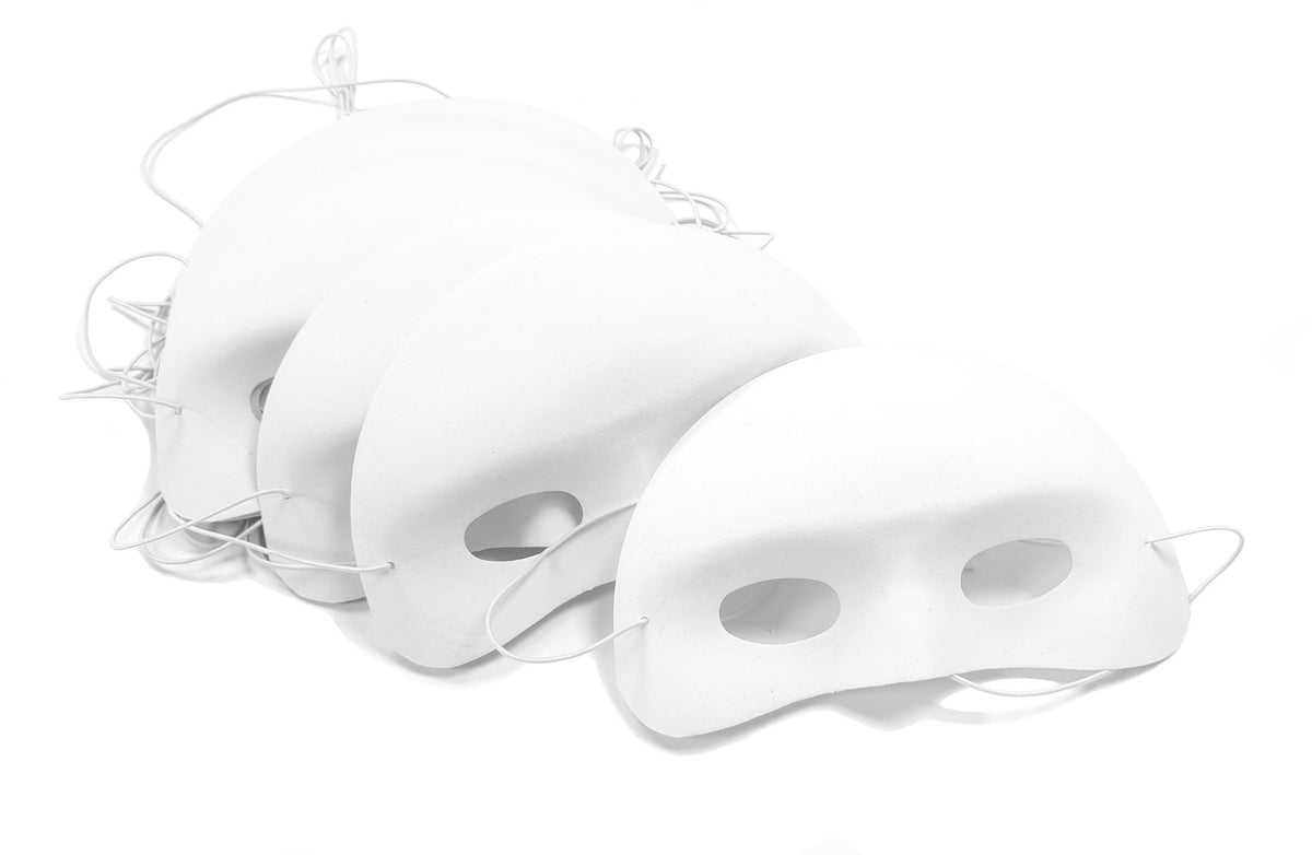 Flocked Plastic Half Facemasks Pack 10