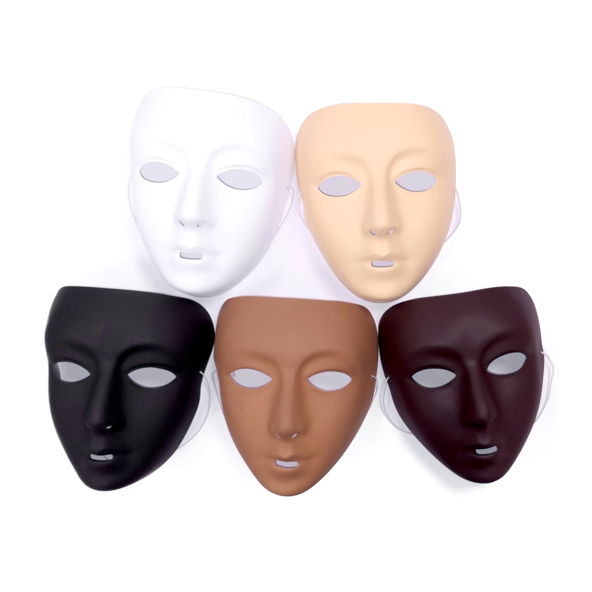 Plastic Multicultural Facemasks Pack 10