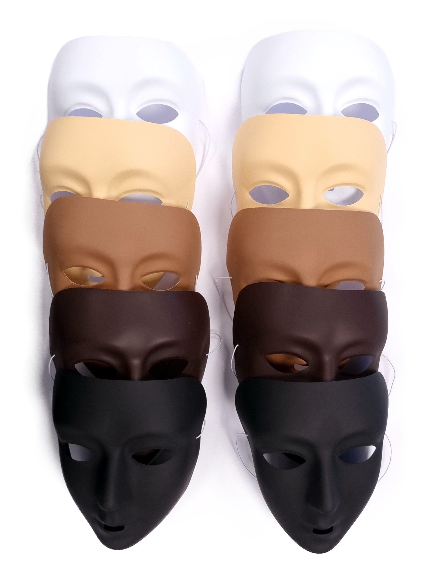 Plastic Multicultural Facemasks Pack 10