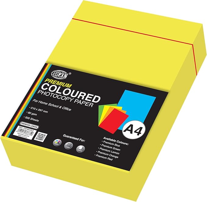 FIS®COLOR PHOTOCOPY PAPER A4 80G PREMIUM LEMON 500 SHEETS