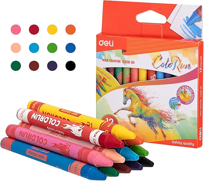 DELI EC20800 Wax Crayon 12 Colors