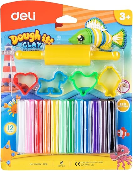 Deli ED75041 Plasticine 12 Colors  (Clay),160gm