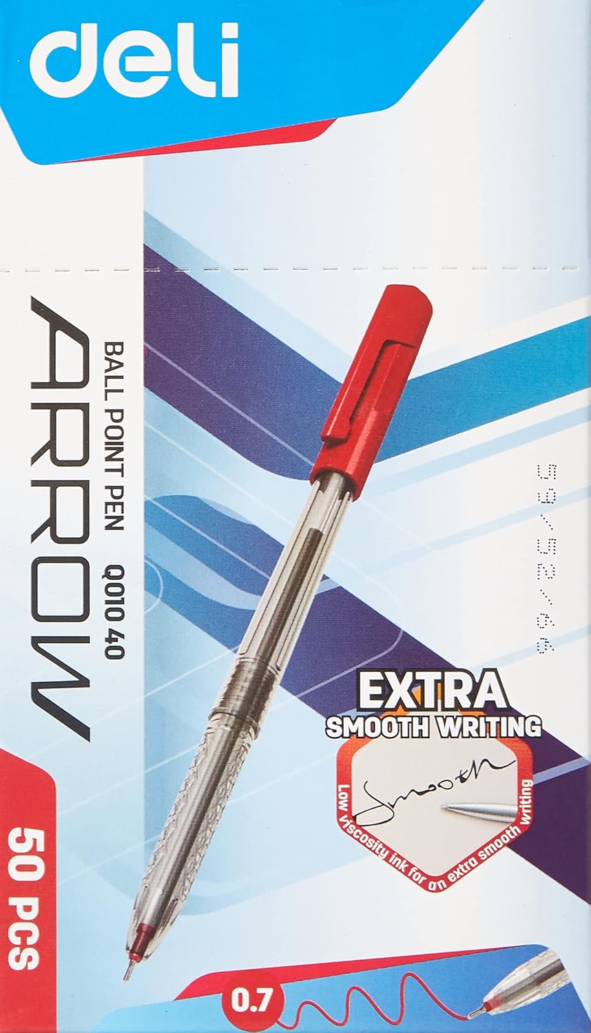 DELI EQ01040 Smooth Ball Point Pen .7mm RD(1x50)