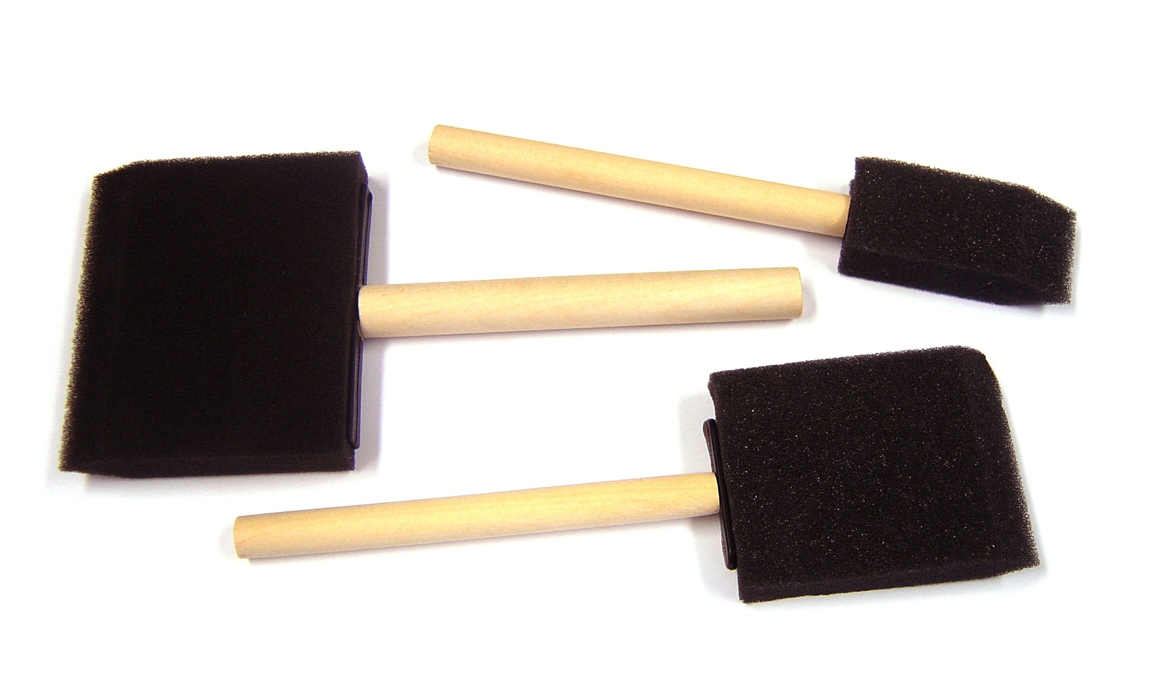 Wooden Handle Foam Brush Pk 3