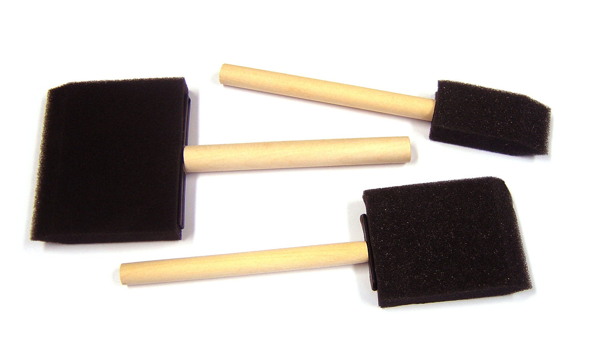 Wooden Handle Foam Brush Pk 3