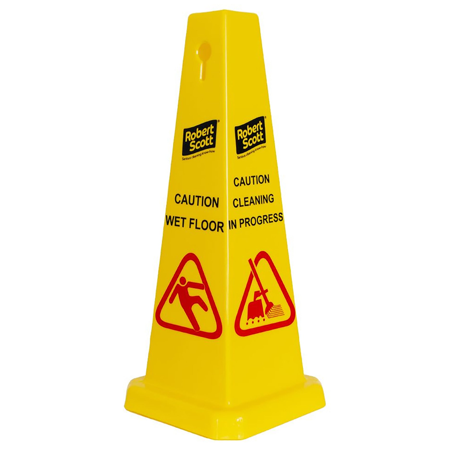 Hazard Warning Cone 500mm Colour Yellow With The Legend "Caution Wet Floor" And "Cleaning In Progress"