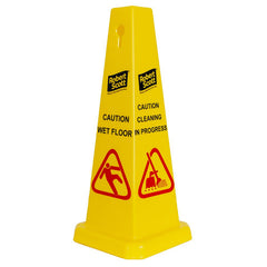 Hazard Warning Cone 500mm Colour Yellow With The Legend "Caution Wet Floor" And "Cleaning In Progress"