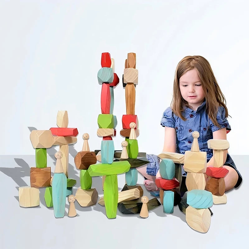 75-Piece Colorful Stacking Stone Blocks