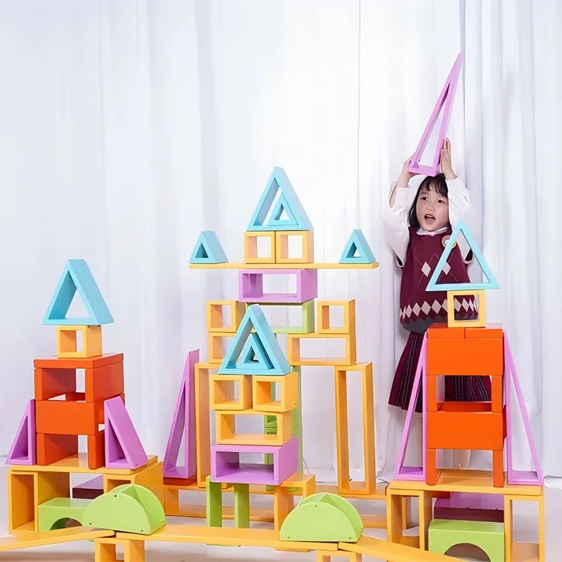 76 colorful hollow building blocks