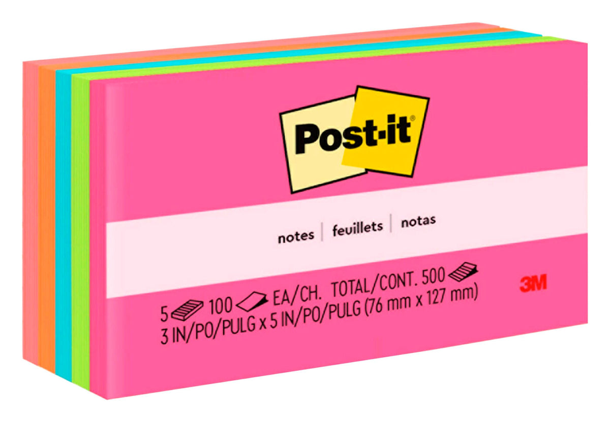 POST-IT NOTE 3X5 POPTIMISTIC PACK OF 5
