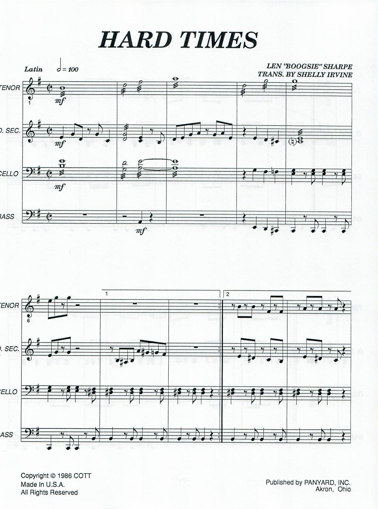 Hard Times - for steel drum band