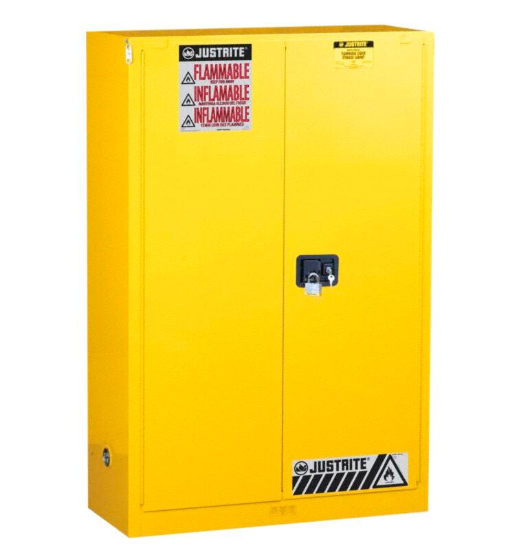 CABINET SAFETY YELLOW FLAMMABLE 90 GAL 2-DOOR SELF CLOSES