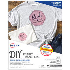 PAPER IRON-ON TRANSFERS LIGHT COLOR T-SHIRT PACK OF 6