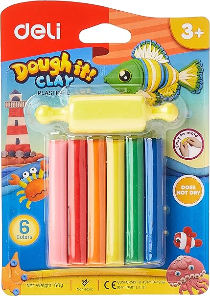 Deli ED75011 Plasticine 6 Colors(Clay) ,60gm