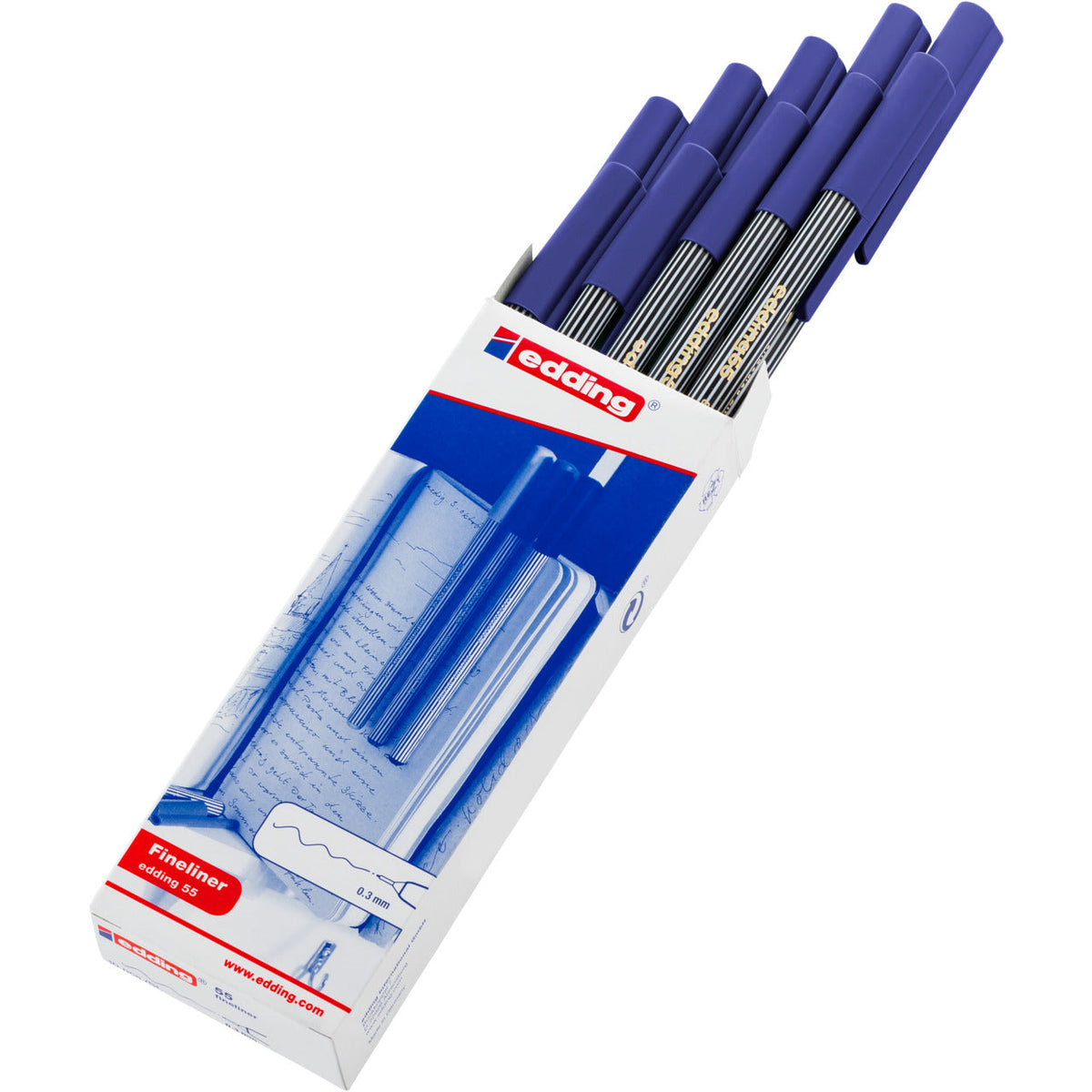 Pen Fineliner 55 Edding Blue Box 10