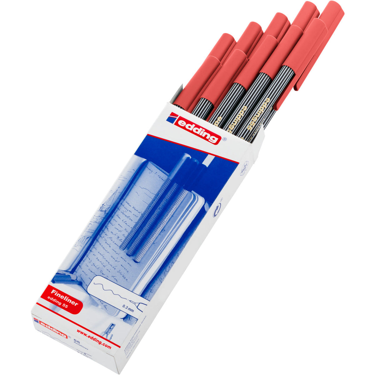 Pen Fineliner 55 Edding Red Box 10