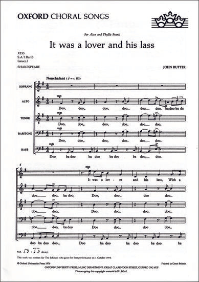 It was a lover and his lass: SATBarB vocal score