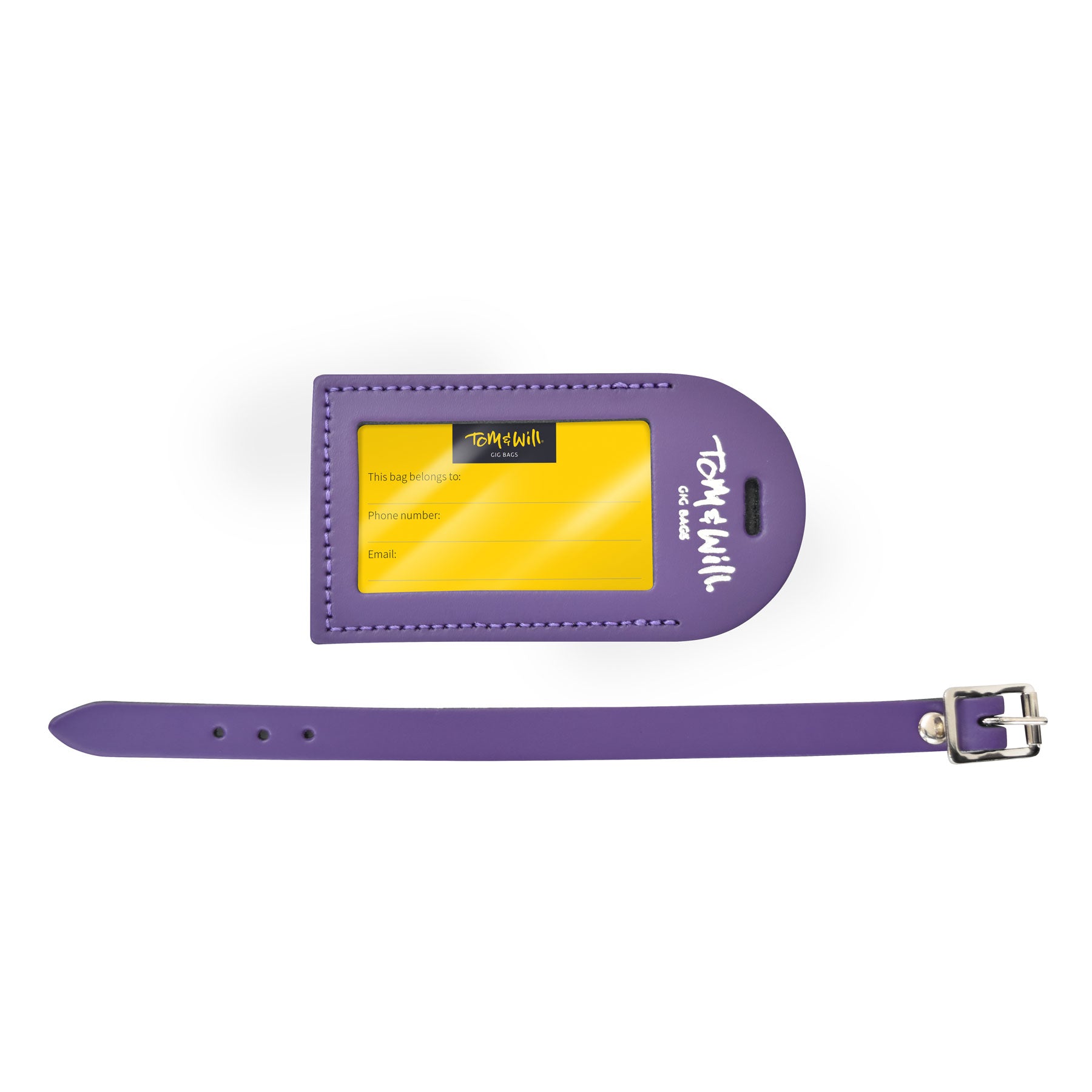 Tom & Will 100% real leather luggage tags - Deep purple