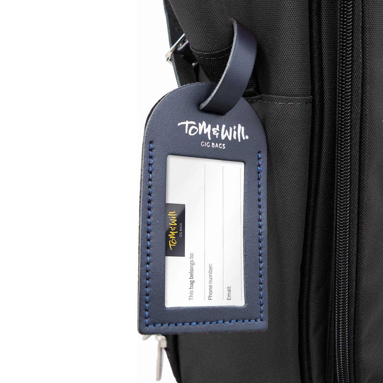 Tom & Will 100% real leather luggage tags - Navy blue